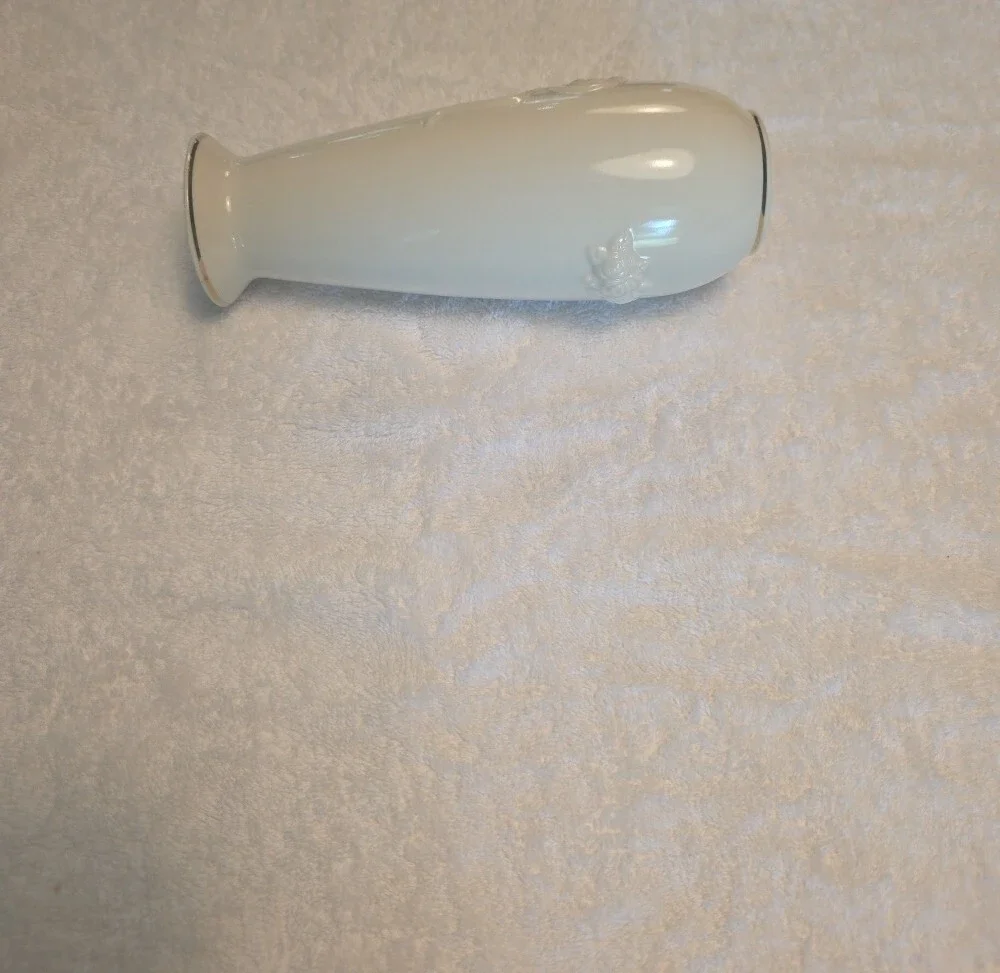 Lenox White Ceramic Rose Vase with Silver Rim - Elegant Home Accent